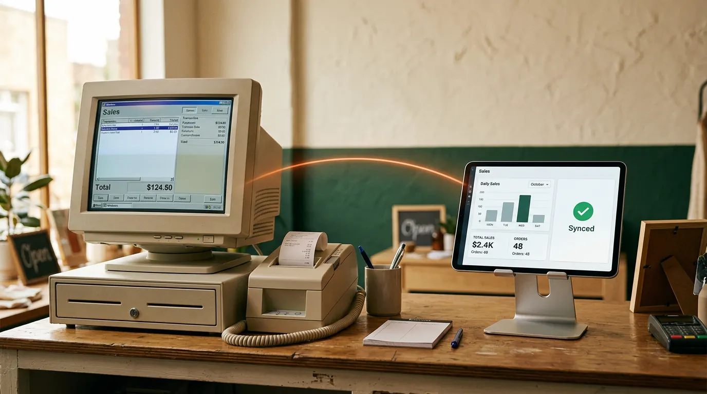 Old POS → live dashboard: Keep your POS. Get reports you can read.